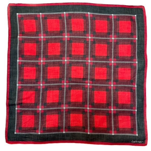 Vintage Lehner Plaid Scarf - Hand-Rolled Edges - Picture 3 of 7